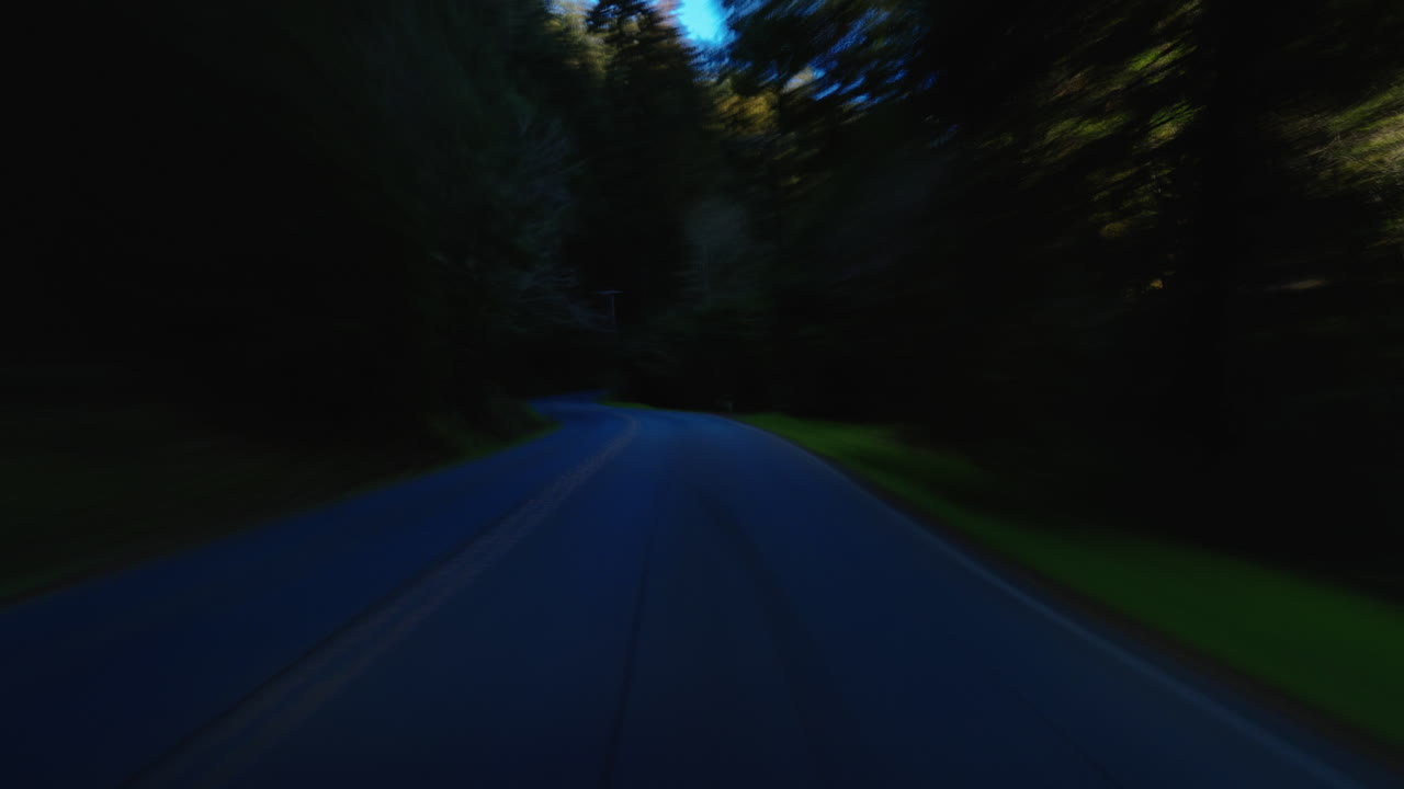 hiperlapso o drivelapse de una sinuosa carretera de california cerca de la autopista de la costa del pacífico en los bosques de sequoias