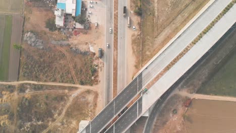 panoramic aerial view of the highway intersection with flyover in punjab