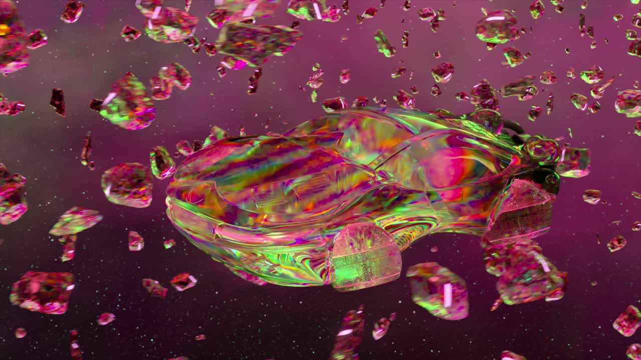 크리스탈 폭발에서 추상적인 미래의 스포츠카