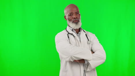 Arms-crossed,-doctor-and-face-of-a-black-man