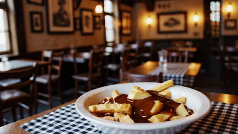 delicious poutine in a restaurant