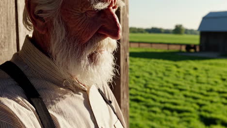 elderly farmer in rural setting