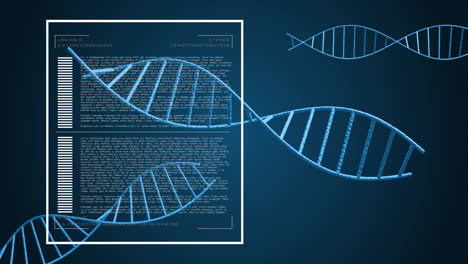 dna strands and scientific document, genetic research animation