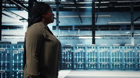 data center technician conducts security audits to protect against cyber threats
