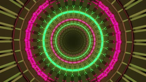 túnel circular de neón brillante que gira centrífugamente dando un efecto inmersivo