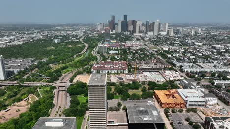 aerial truck shot of houston texas