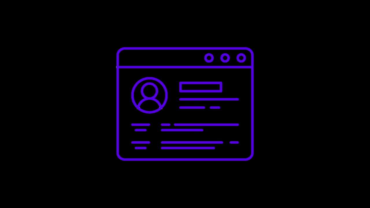 Animated Line Art Drawing of a User Profile Interface