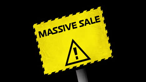 massive sale text in yellow warning sign 4k