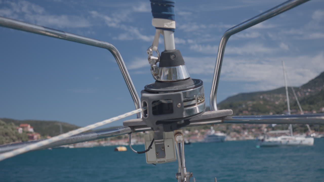 LEFKADA, GREECE - 11 AUGUST 2025 : view from a yacht at sea in lefkada, greece