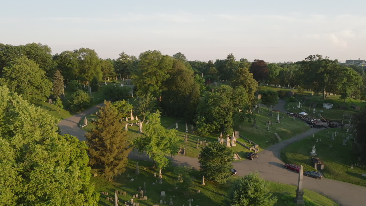 Aerial view of an empty cemetery