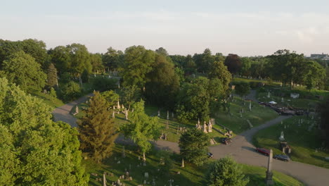 aerial view of an empty cemetery