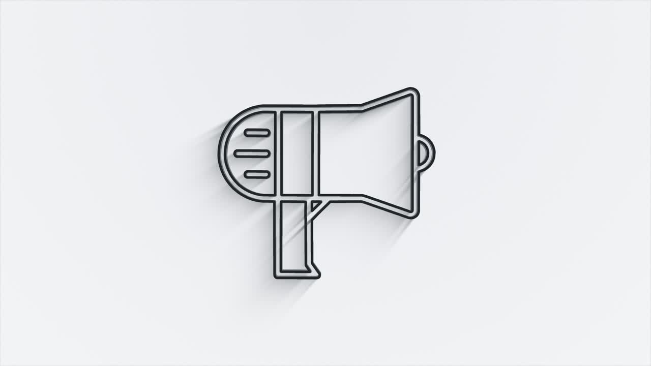 Social media line shadow icon design isolated on dark background. Outline web icon. Motion graphics.