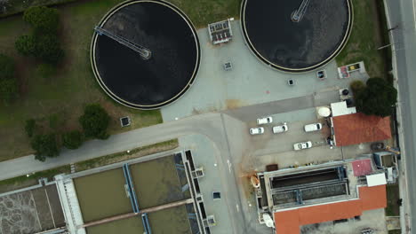 aerial view of urban wastewater treatment plant