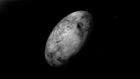 haumea dwarf planet rotating in its own orbit in the outer space. loop