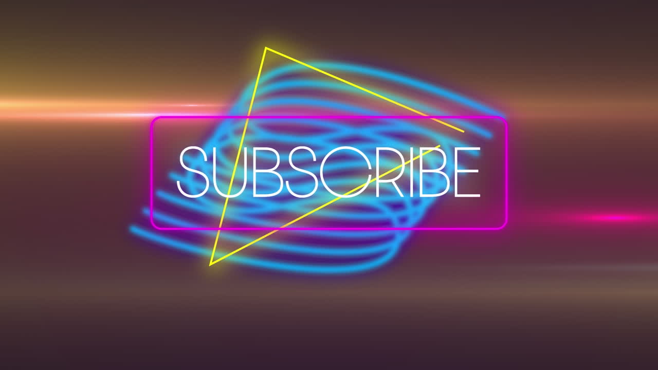 animación de suscribirse a la forma de neón y líneas marrones naranja