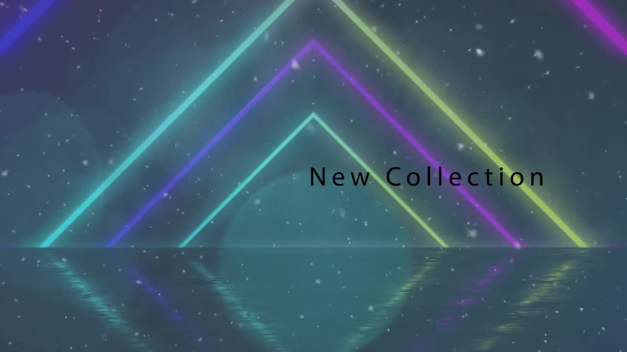 검은색 배경의 모양과 눈 위에 새로운 컬렉션 텍스트의 애니메이션