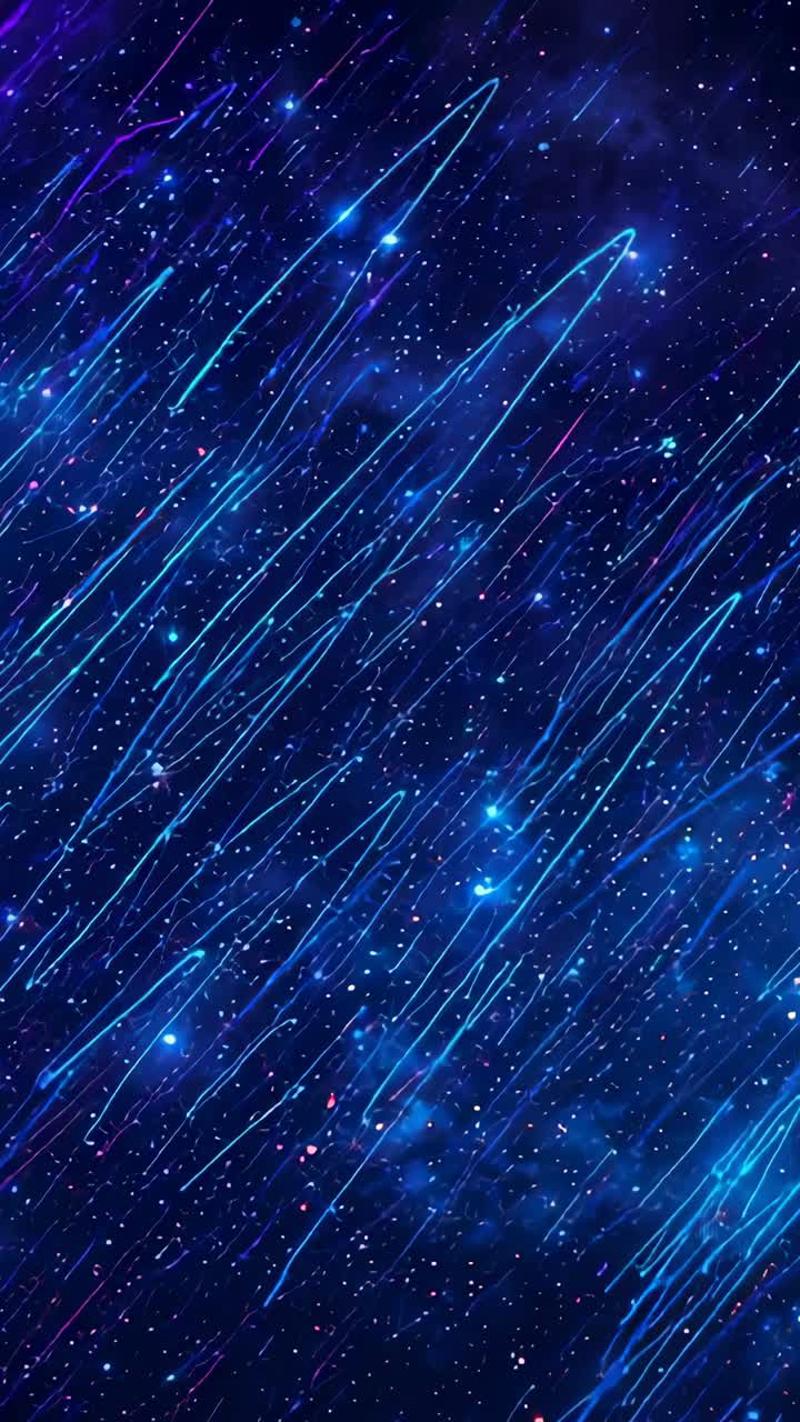 Vertical video: Beginning cyan violet streaks cutting across star field ...