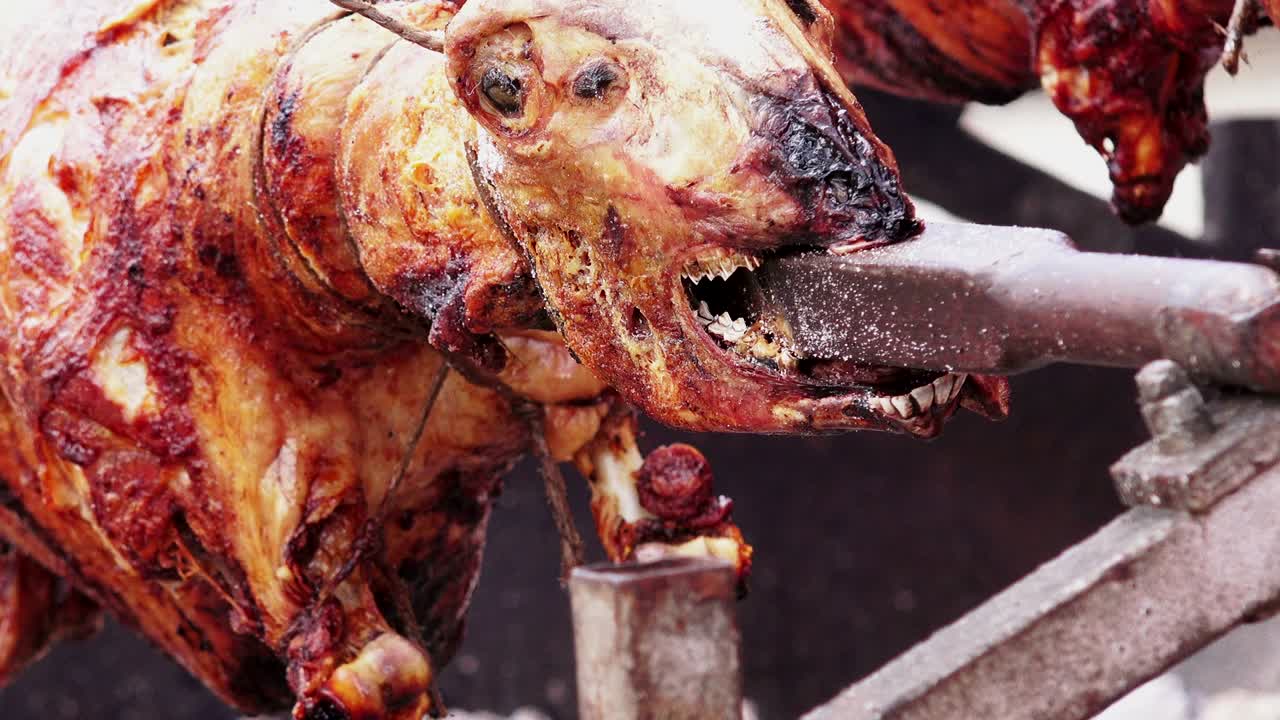 Spit roasted lamb