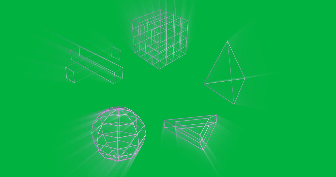 Animazione di forme geometriche su sfondo trasparente