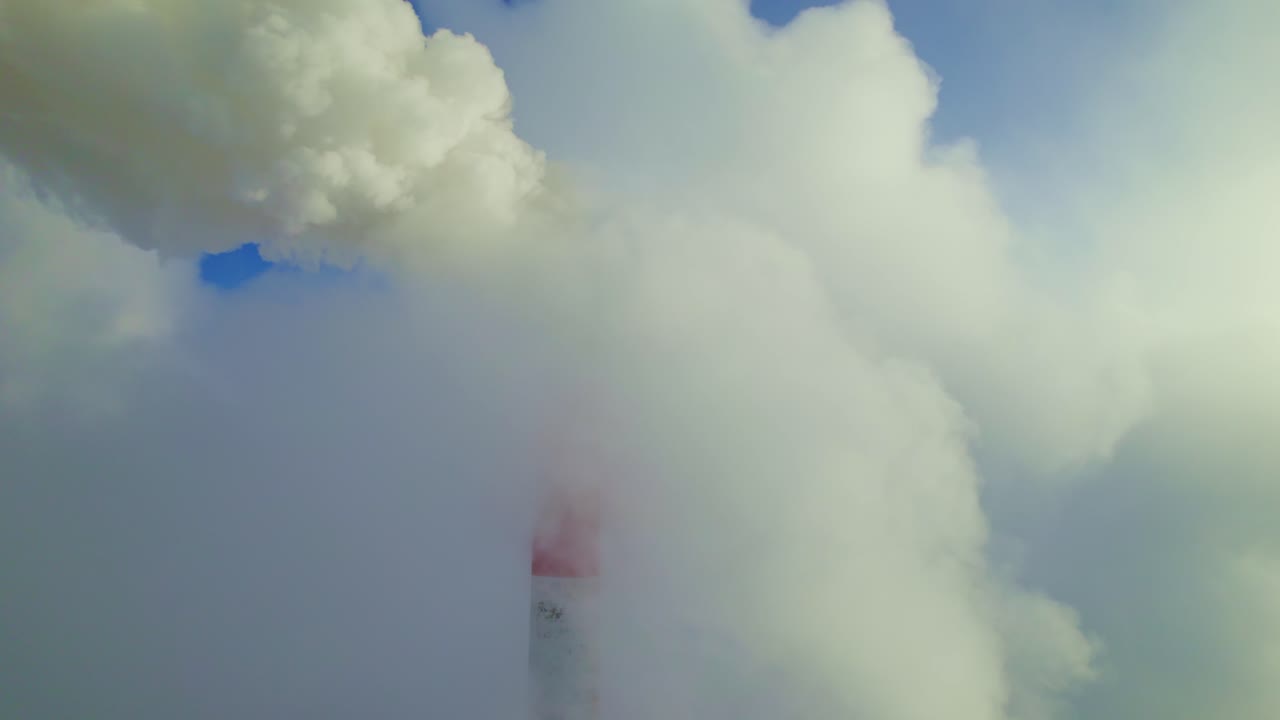 Factory Chimney with Smoke and Clouds