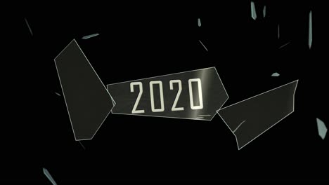 year: 2020 - glass shards fly towards us after an explosion - motion design - including: textless-version and tracking matte - 4k