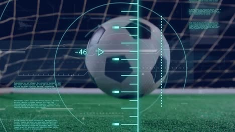 animación de escaneo de alcance y procesamiento de datos sobre el fútbol.