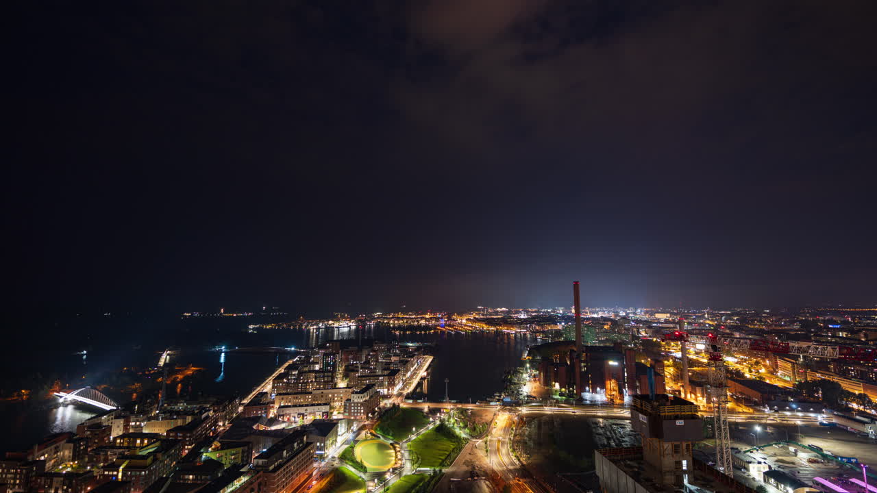 Timelapse of a lightning storm and thunder above the illuminated Helsinki skyline