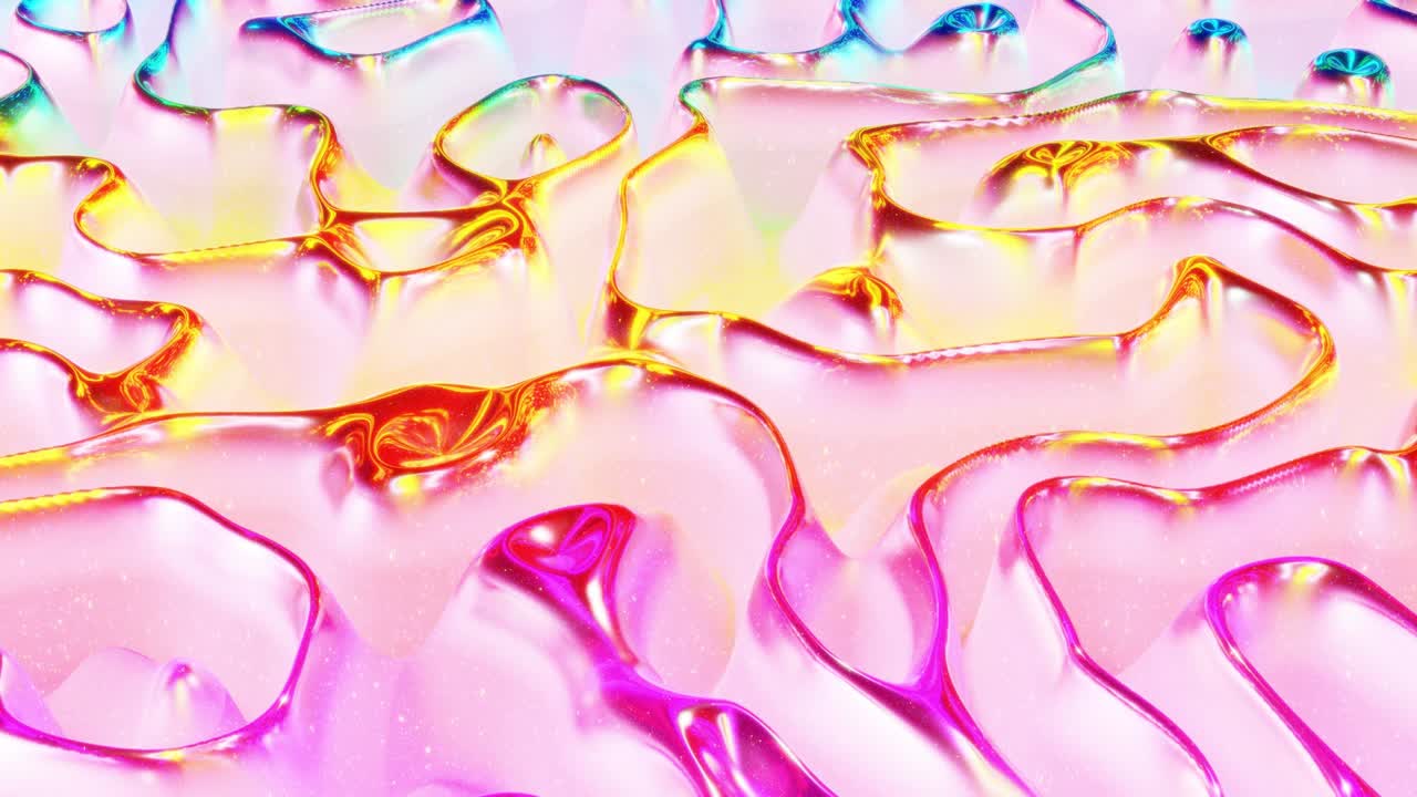 모양, 그라디언트 색상 및 흐름 파동이있는 액체의 아름다운 iridescent 파동 표면, 무지개 반이고 매트 액체, 부드러운 부드러운 애니메이션으로 창의적인 밝은 bg.