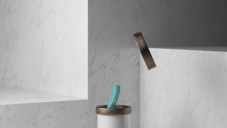 abstract minimalist marble display with geometric shapes