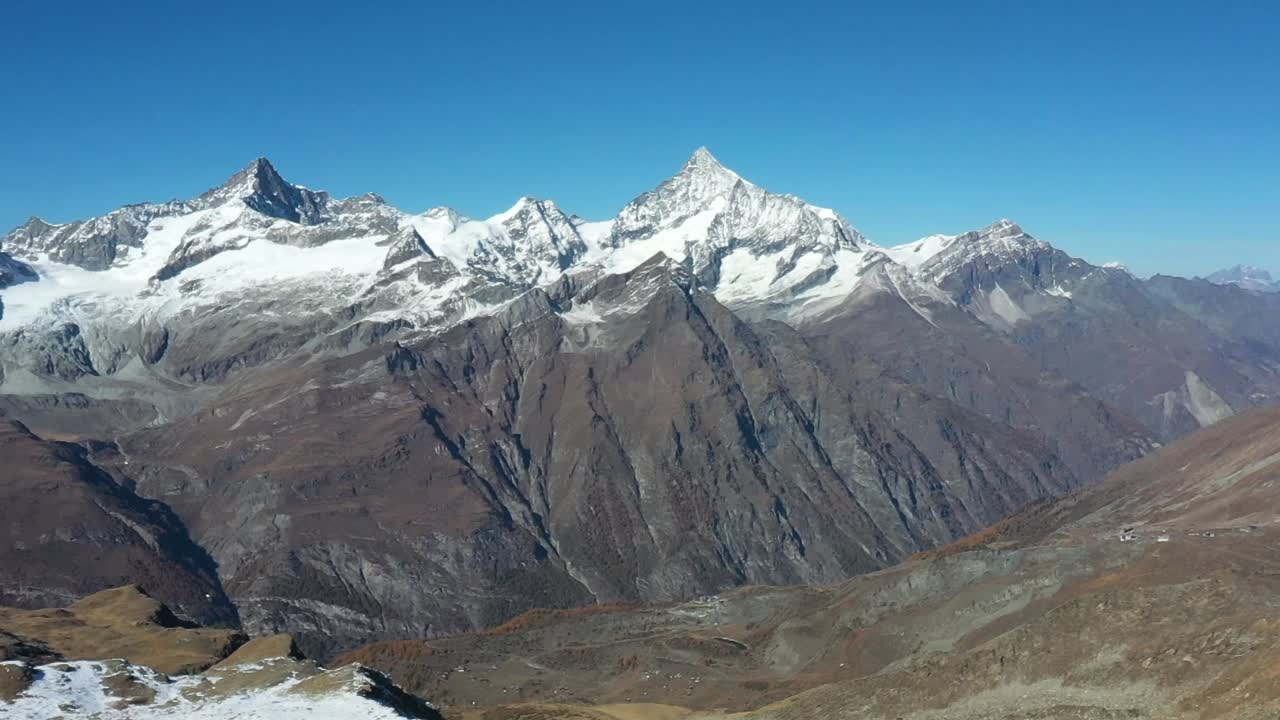 Snowcapped Swiss Alps, Matterhorn mountain , Switzerland Alps view from Zermatt. Aerial view