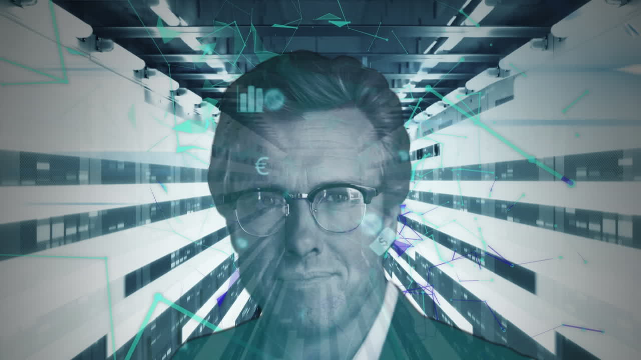 animación de la interfaz digital y el procesamiento de datos con conexiones a través de empresario