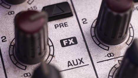 increasing fx audio effects gain on mixing console, macro close up