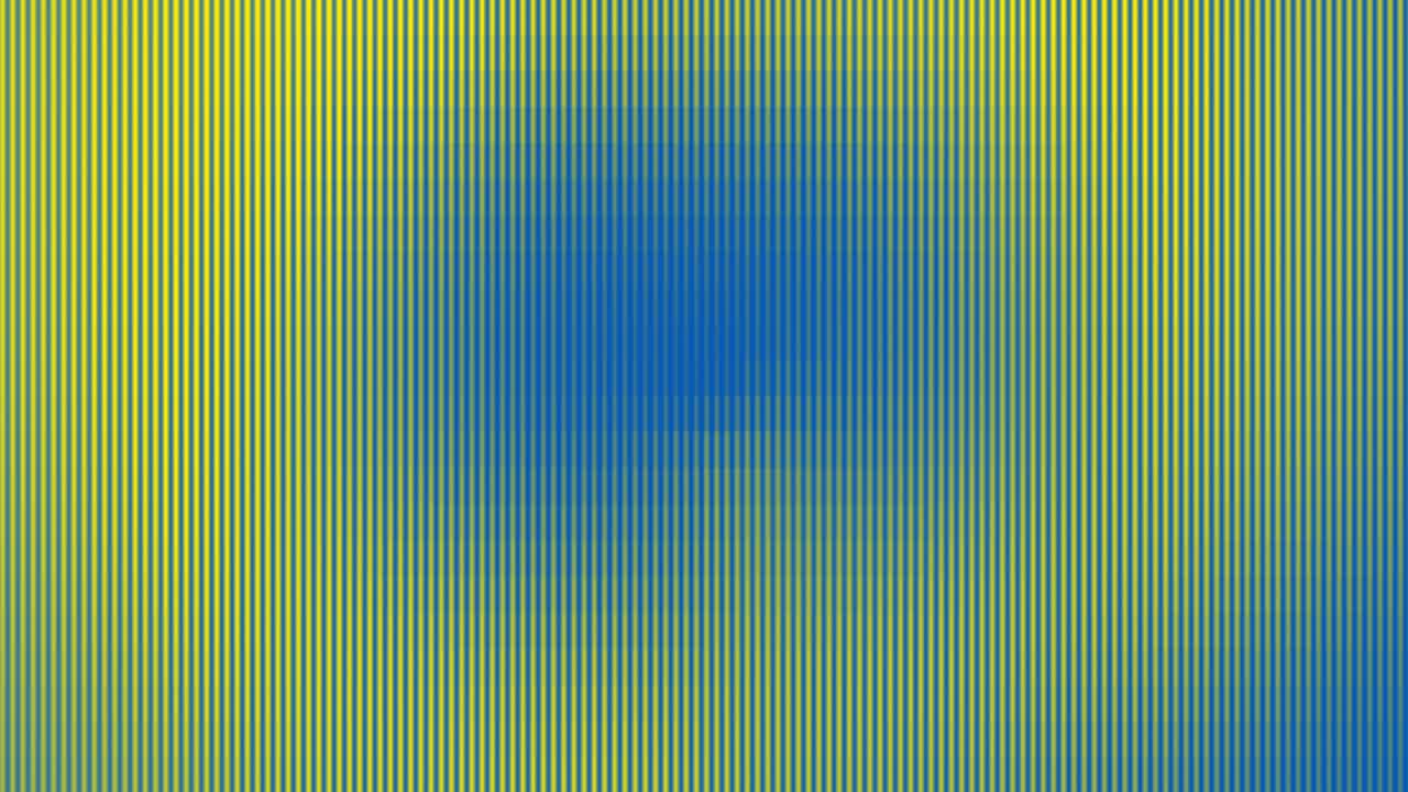 Digital abstract animation with swirling blue and yellow geometries moving on pixelated background