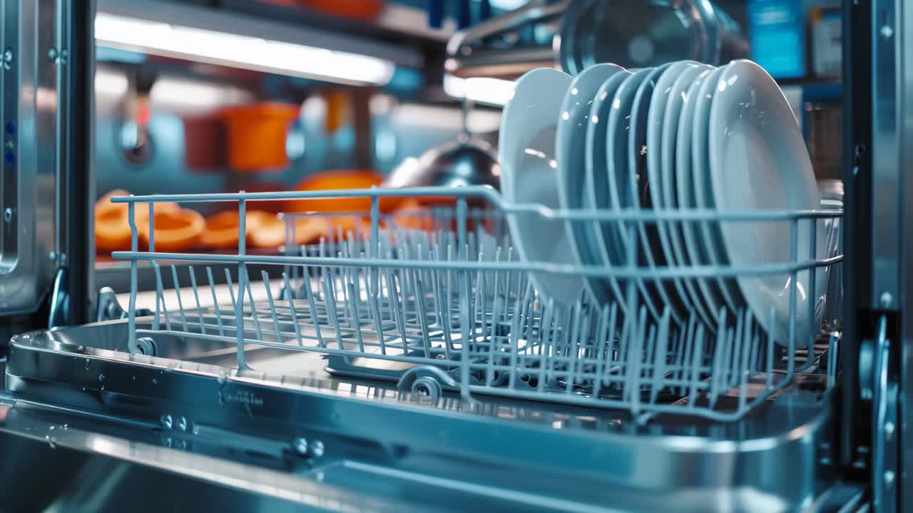 Åben opvaskemaskine med rent service