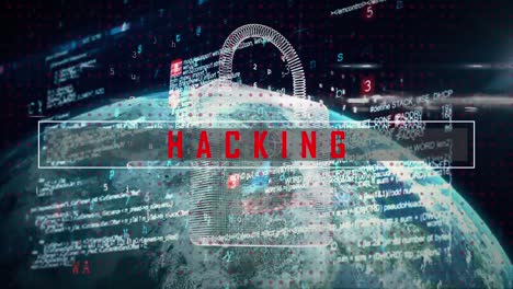 Sicherheitsvorhängeschloss-Und-Hacking-Text-Gegen-Den-Globus