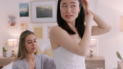 Asiatische-Braut,-Hochzeit-Und-Kleideranprobe