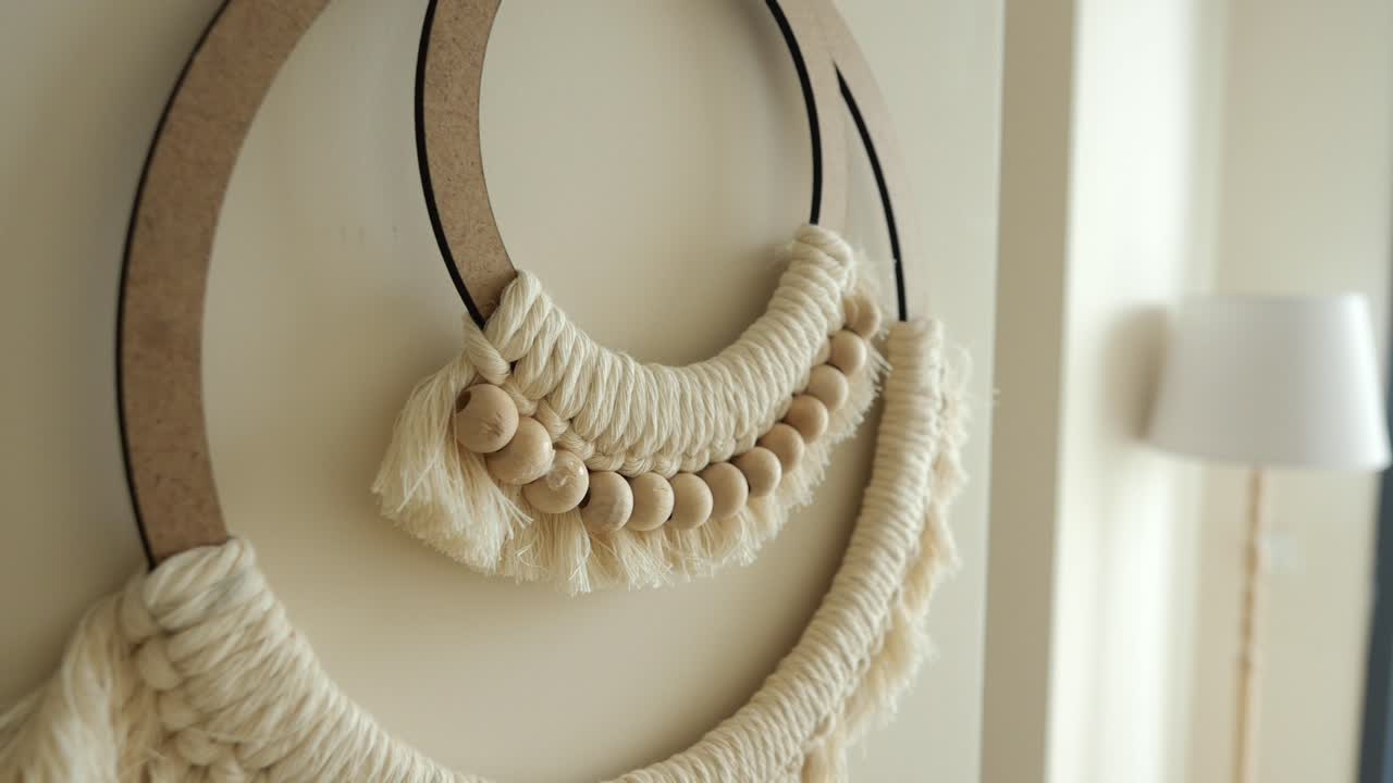Macrame Wall Decor with Wooden Beads