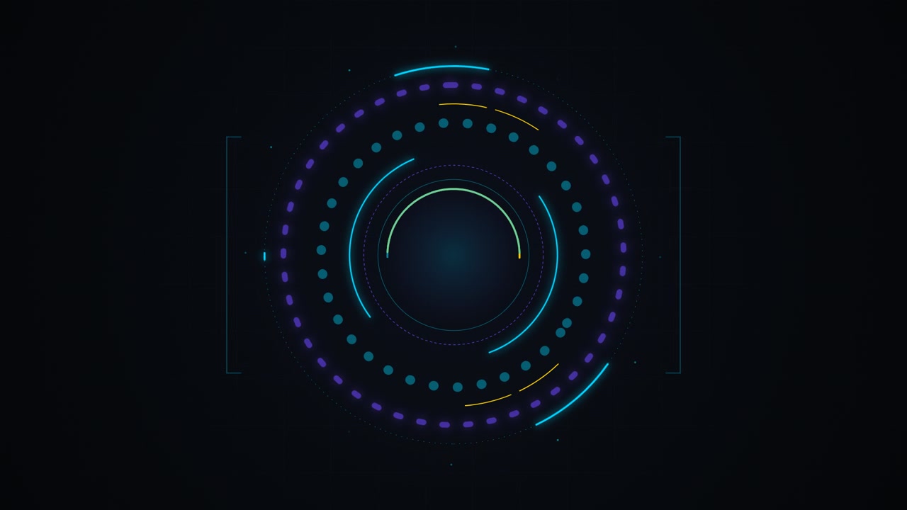 Abstract Digital HUD Interface with Rotating Circular Elements