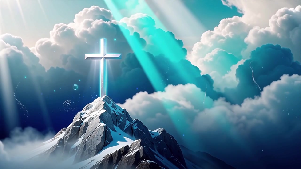 Christian Cross Heavenly Light Worship Background