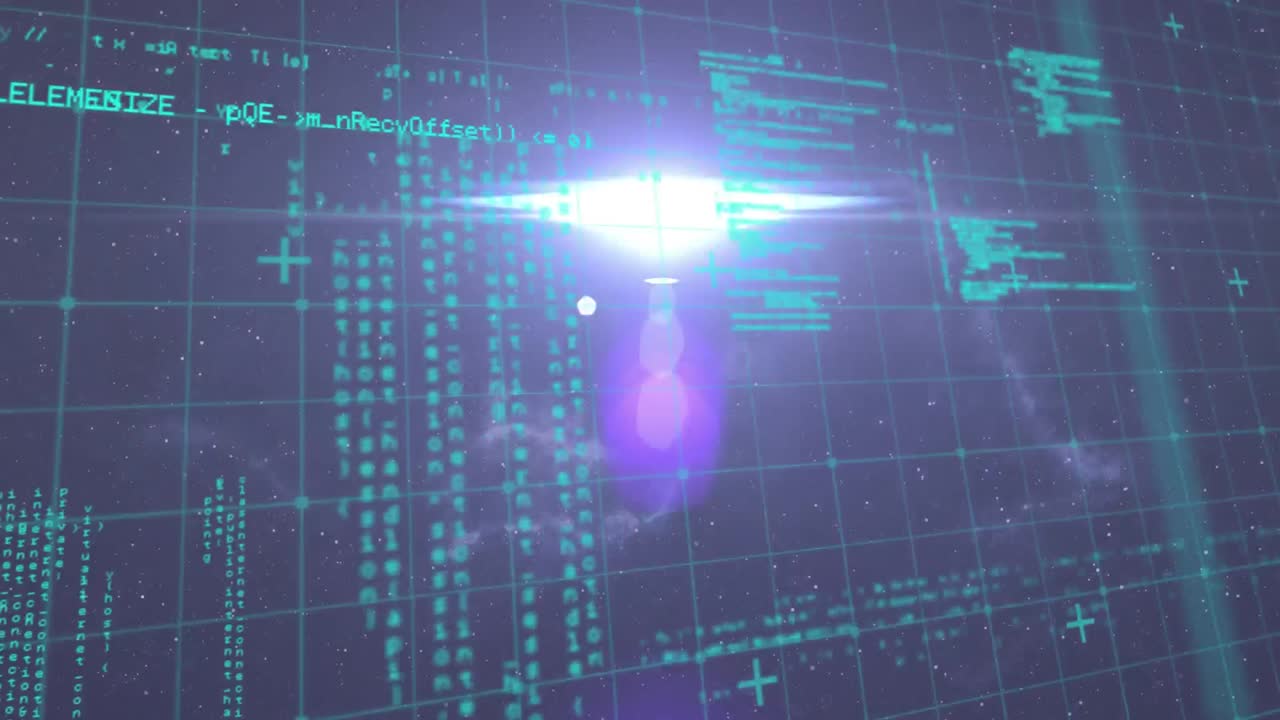 Animation of digital data processing and recording in the background