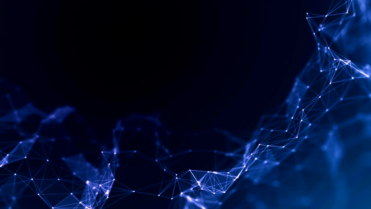 abstracto gradiente azul plexo geométrico movimiento fluido en fondo negro con líneas y brillo