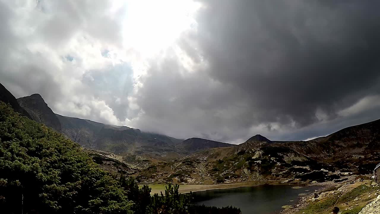 Timelapse in the Rila mountains on a cloudy day