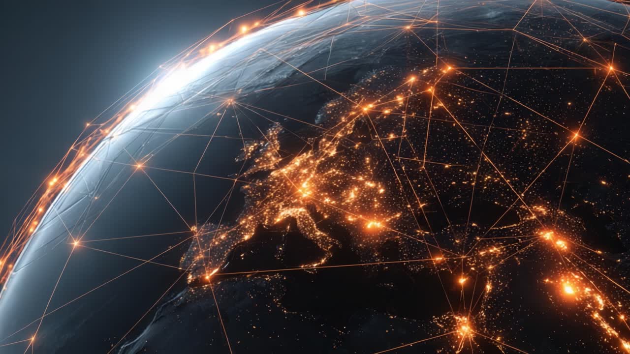 A Stunning View of Earth from Space Highlighting the Brightly Lit Cities and Interconnected Networks of Europe at Night