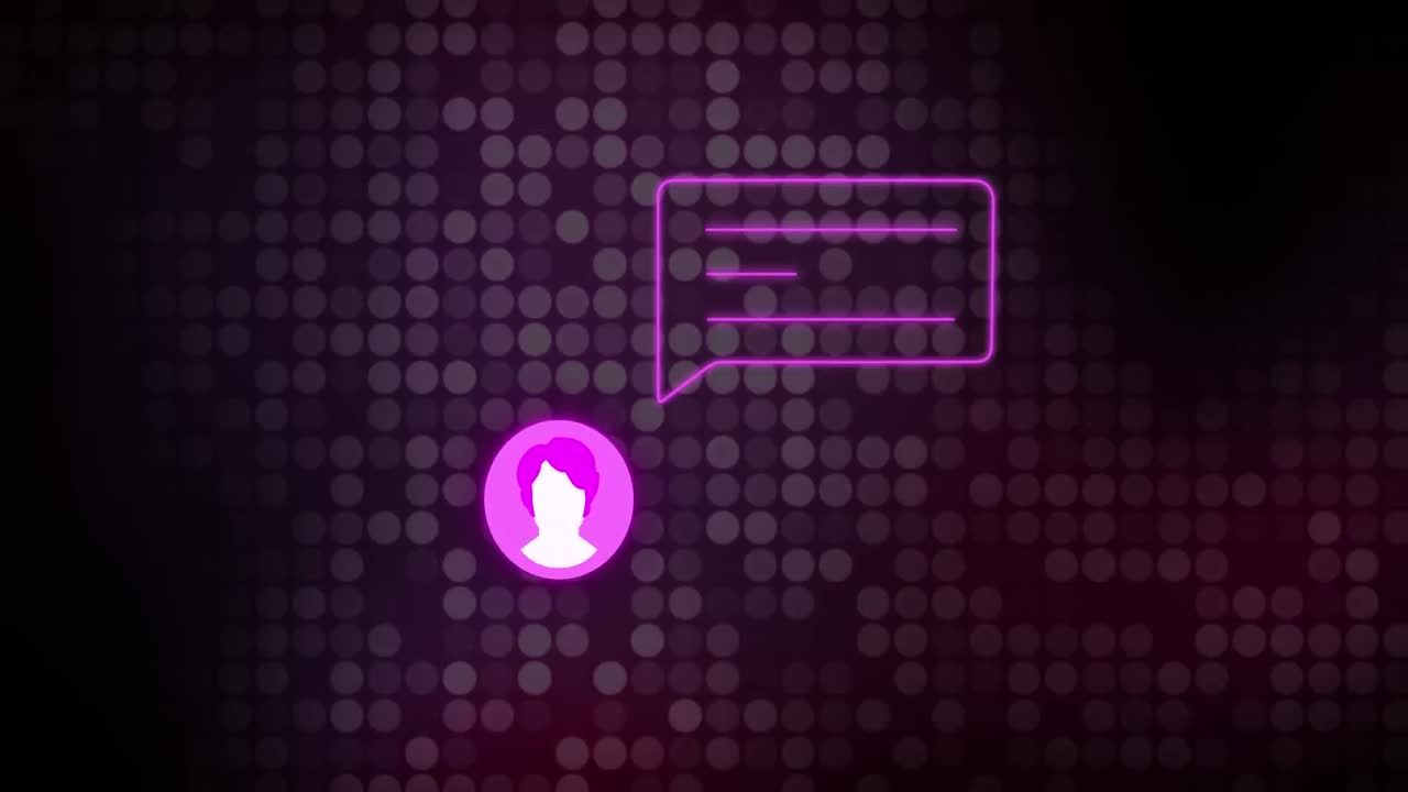 animación del icono de los medios y los círculos sobre fondo negro