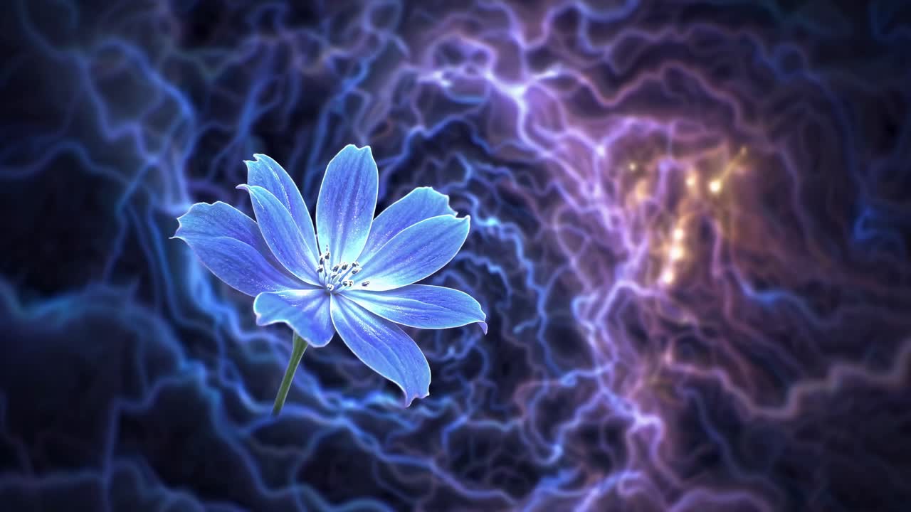 Glowing Blue Flower in a Cosmic Whirlpool