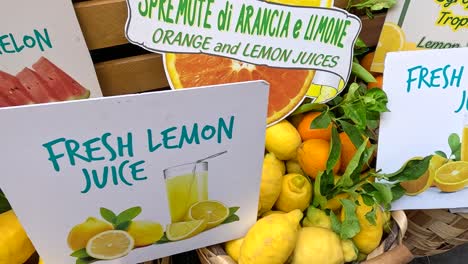 stall selling fresh orange and lemon juice