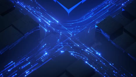 digital data blue flow seamless loop 3d render animation