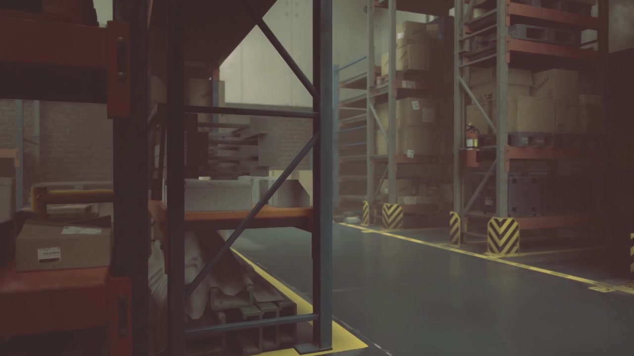 Warehouse interior showcases stacked boxes and organized shelves in action