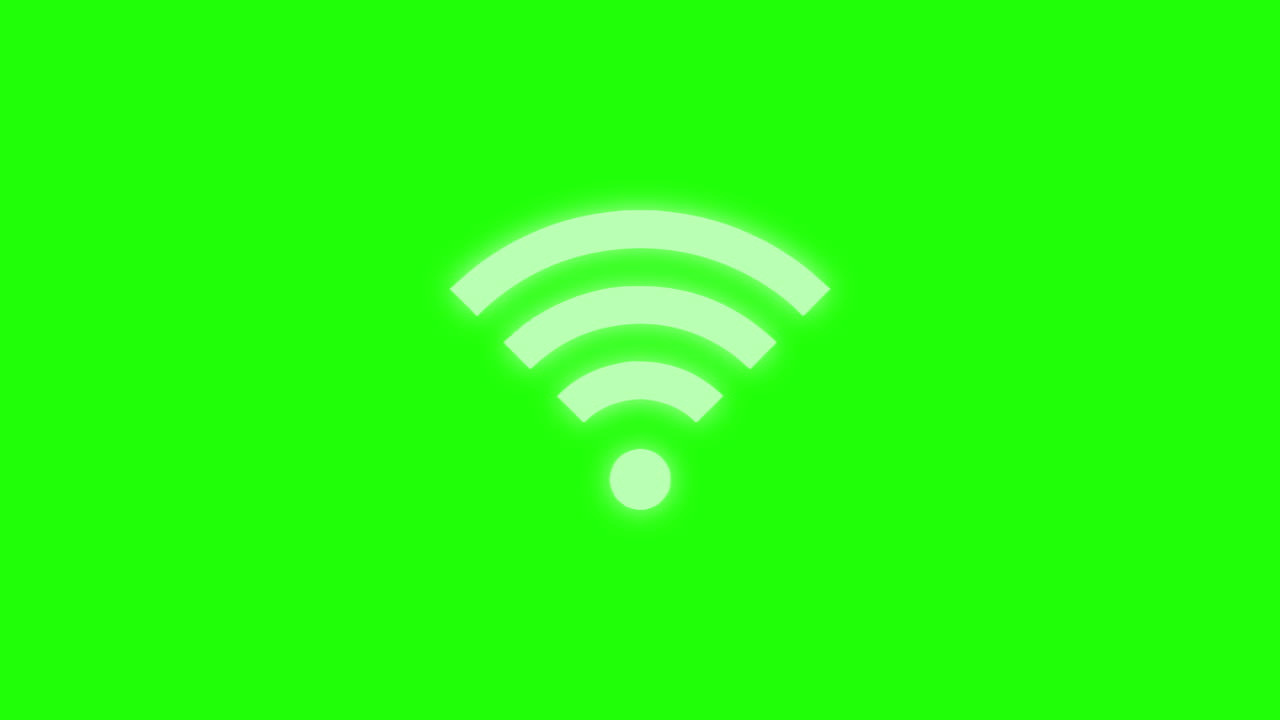 pantalla verde 4k del símbolo de la red wifi