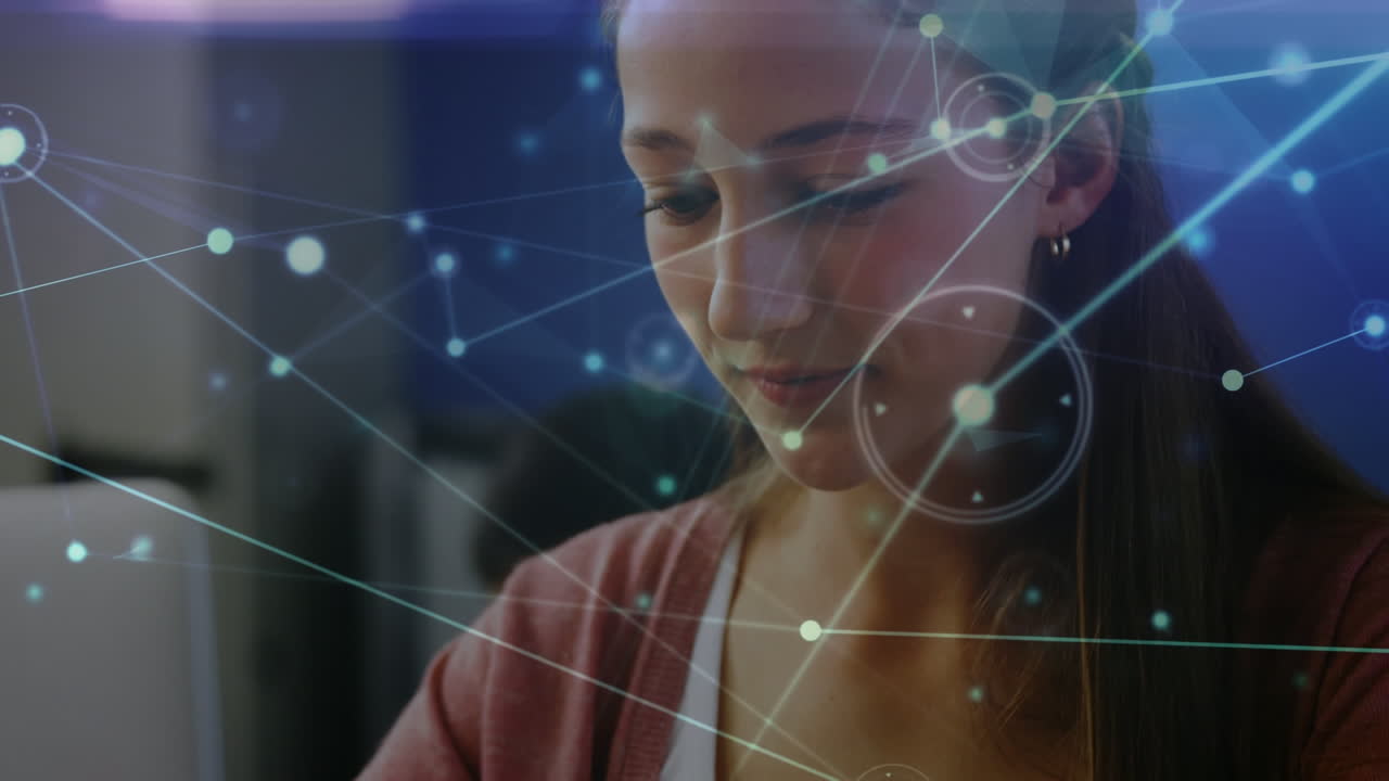 animación de la red de conexiones sobre la estudiante biracial